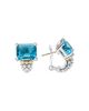 Lagos Lagos 18K Yellow Gold & Sterling Silver Glacier Blue Topaz Caviar Beaded Large Half Hoop Earrings - 1