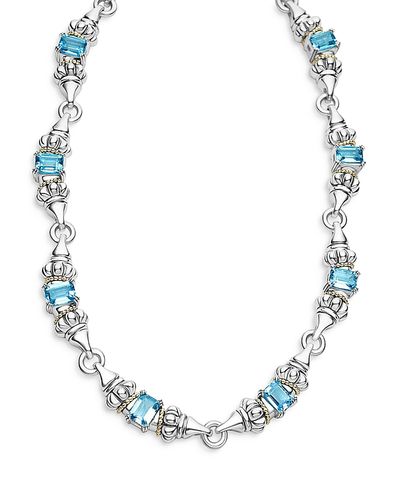 Lagos Lagos 18K Yellow Gold & Sterling Silver Glacier Blue Topaz Collar Necklace, 16