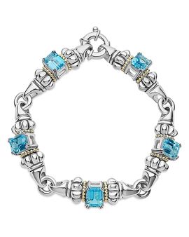 Lagos Lagos 18K Yellow Gold & Sterling Silver Glacier Blue Topaz Link Bracelet