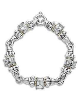 Lagos Lagos 18K Yellow Gold & Sterling Silver Glacier White Topaz Link Bracelet