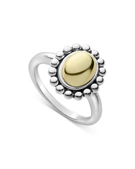Lagos Lagos 18K Yellow Gold & Sterling Silver High Bar Oval Dome Ring