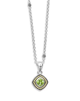 Lagos Lagos 18K Yellow Gold & Sterling Silver Rittenhouse Peridot Bead Frame Pendant Necklace, 16-18