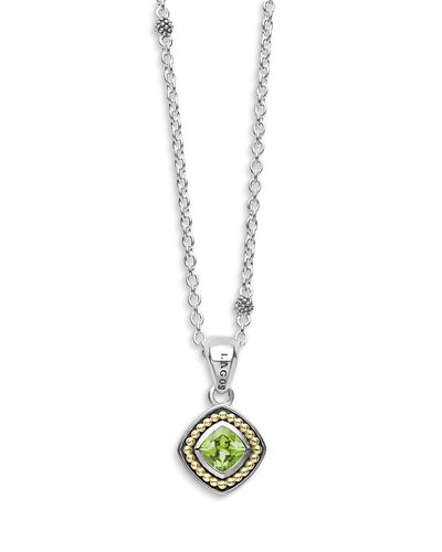 Lagos Lagos 18K Yellow Gold & Sterling Silver Rittenhouse Peridot Bead Frame Pendant Necklace, 16-18