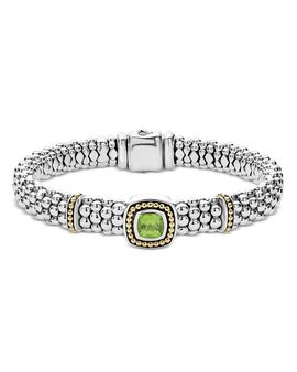 Lagos Lagos 18K Yellow Gold & Sterling Silver Rittenhouse Peridot Frame Bead Link Bracelet