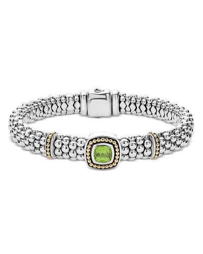 Lagos Lagos 18K Yellow Gold & Sterling Silver Rittenhouse Peridot Frame Bead Link Bracelet