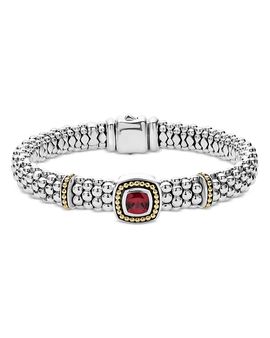 Lagos Lagos 18K Yellow Gold & Sterling Silver Rittenhouse Rhodolite Garnet Frame Bead Link Bracelet