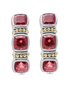 Lagos Lagos 18K Yellow Gold & Sterling Silver Rittenhouse Rhodolite Garnet Half Hoop Earrings