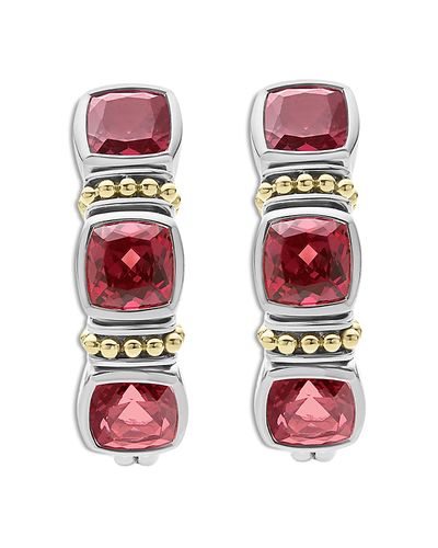 Lagos Lagos 18K Yellow Gold & Sterling Silver Rittenhouse Rhodolite Garnet Half Hoop Earrings