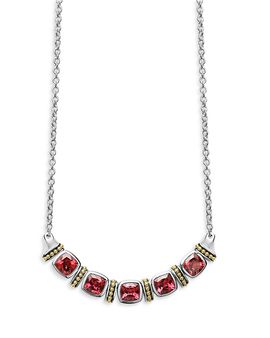 Lagos Lagos 18K Yellow Gold & Sterling Silver Rittenhouse Rhodolite Garnet Multi Stone Statement Necklace, 16-18