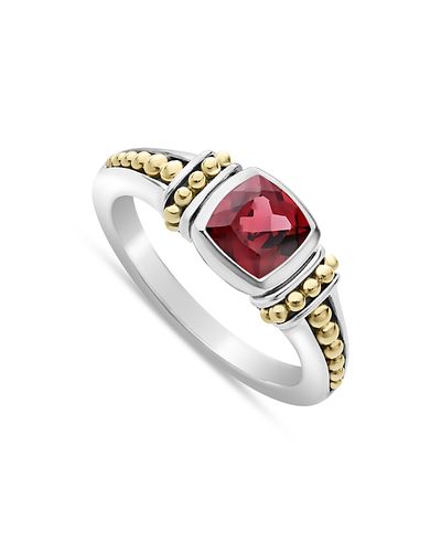 Lagos Lagos 18K Yellow Gold & Sterling Silver Rittenhouse Rhodolite Garnet Solitaire Beaded Ring