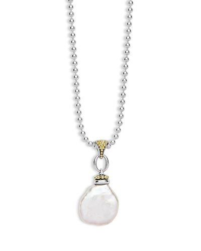 Lagos Lagos 18K Yellow Gold & Sterling Silver Signature Caviar Cultured Freshwater Pearl Pendant Necklace, 16-18