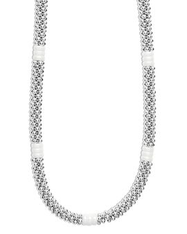 Lagos Lagos 18K Yellow Gold & Sterling Silver White Ceramic Rondelle & Bead Collar Necklace, 16