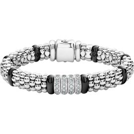 LAGOS LAGOS Black Caviar Diamond 4-Link Bracelet