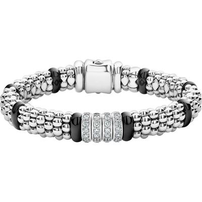 LAGOS LAGOS Black Caviar Diamond 4-Link Bracelet