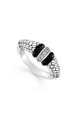 LAGOS LAGOS Black Caviar Diamond Small Link Ring 