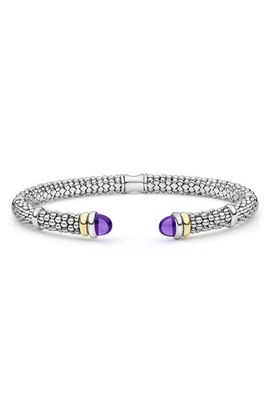 LAGOS LAGOS Caviar 18k Gold & Sterling Silver Green Quartz 7-Inch Torque Bracelet