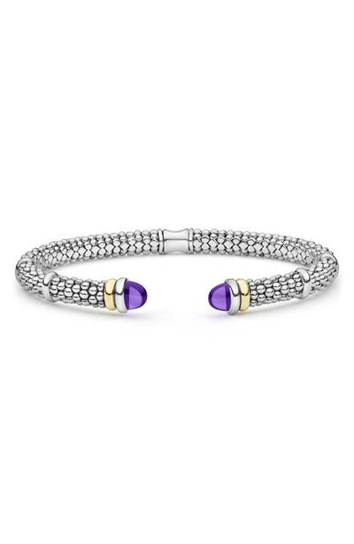 LAGOS LAGOS Caviar 18k Gold & Sterling Silver Green Quartz 7-Inch Torque Bracelet