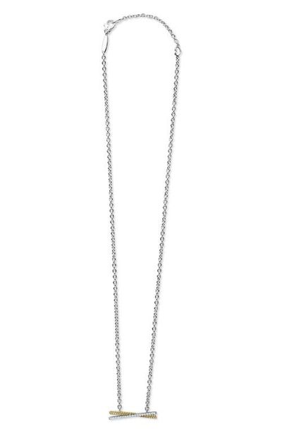 LAGOS LAGOS Caviar Lux Two-Tone X Diamond Pendant Necklace