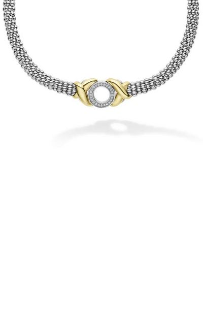 LAGOS LAGOS Embrace Pavé Diamond Circle Caviar Necklace