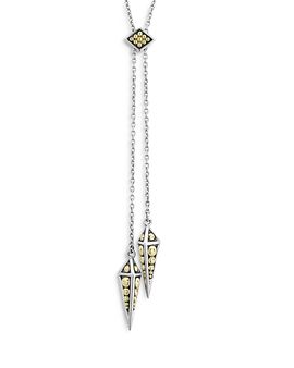 Lagos Lagos Ksl 18K Yellow Gold and Sterling Silver Pyramid Spike Lariat Necklace, 28