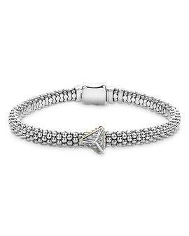 Lagos Lagos Ksl 18K Yellow Gold, Sterling Silver and Diamond Pyramid Caviar Beaded Bracelet