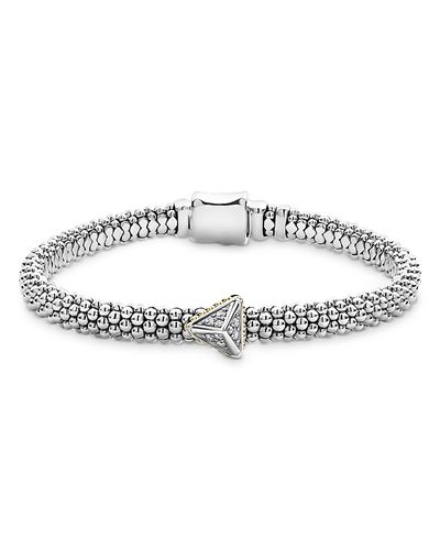 Lagos Lagos Ksl 18K Yellow Gold, Sterling Silver and Diamond Pyramid Caviar Beaded Bracelet
