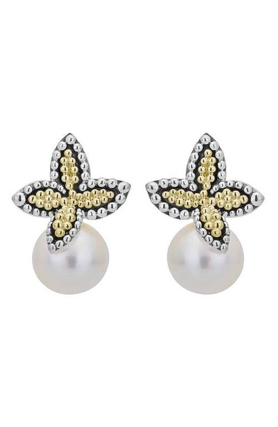 LAGOS LAGOS Luna Pearl Floral Cap Drop Earrings