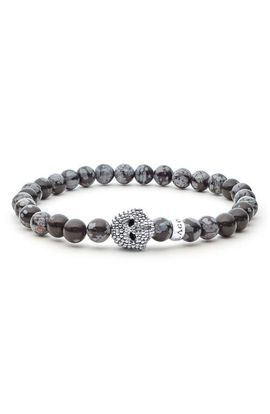LAGOS LAGOS Men's Anthem Snowflake Obsidian Skull Stretch Bracelet