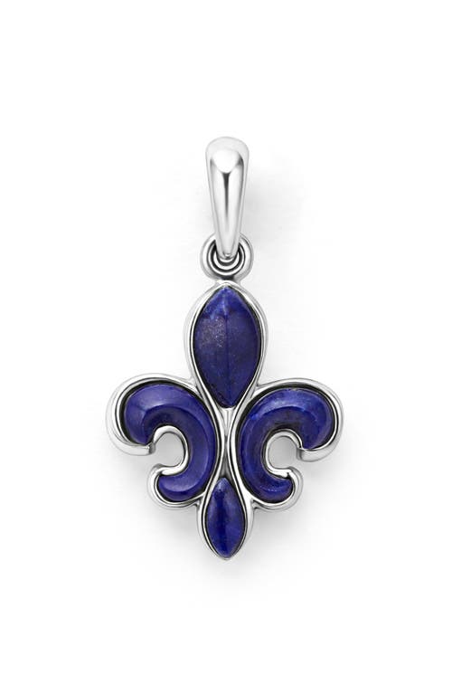 LAGOS LAGOS Men's Anthem Sterling Silver Lapis Lazuli Fleur-de-Lis Amulet 