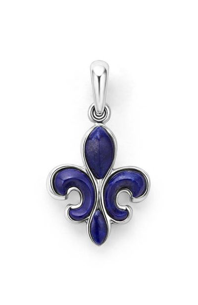 LAGOS LAGOS Men's Anthem Sterling Silver Lapis Lazuli Fleur-de-Lis Amulet 