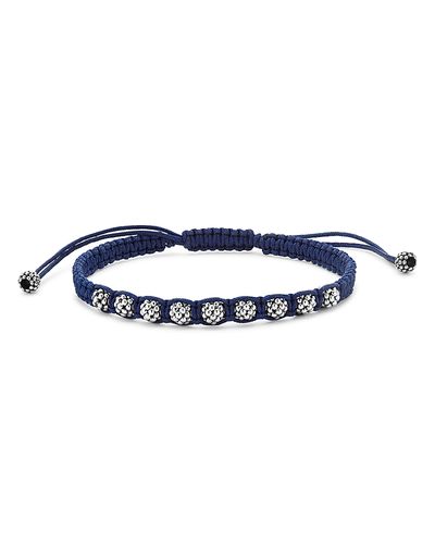 Lagos Lagos Men's Sterling Silver Anthem Caviar Bead Navy Blue Macrame Bracelet