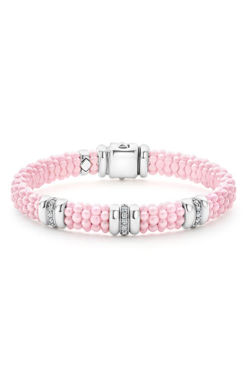 LAGOS LAGOS Pink Caviar Bead Diamond Station Bracelet (Nordstrom Exclusive) 