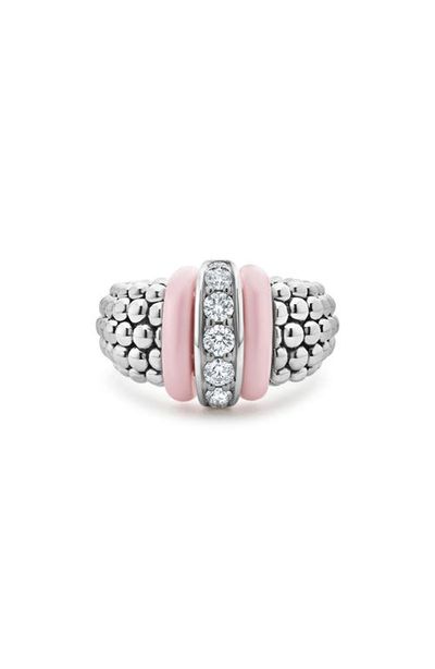 LAGOS LAGOS Pink Caviar Ceramic Diamond Ring (Nordstrom Exclusive) 