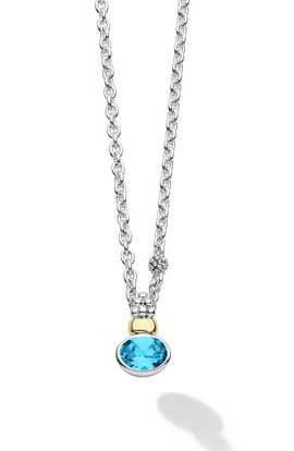 LAGOS LAGOS Signature Caviar 14k Gold & Sterling Silver Blue Topaz Pendant Necklace
