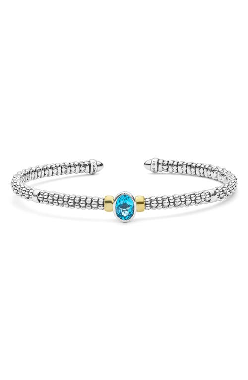 LAGOS LAGOS Signature Caviar 14k Gold Blue Topaz 8-Inch Cuff