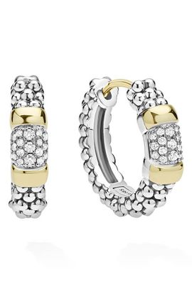 LAGOS LAGOS Signature Caviar 14k Gold Diamond Huggie Hoop Earrings