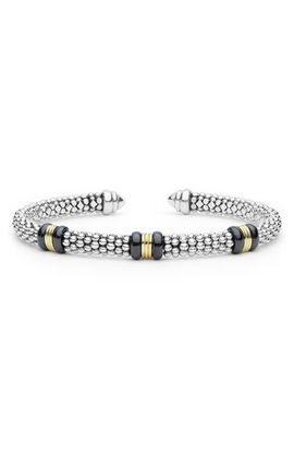 LAGOS LAGOS Signature Caviar 18k Gold & Black Ceramic Cuff Bracelet