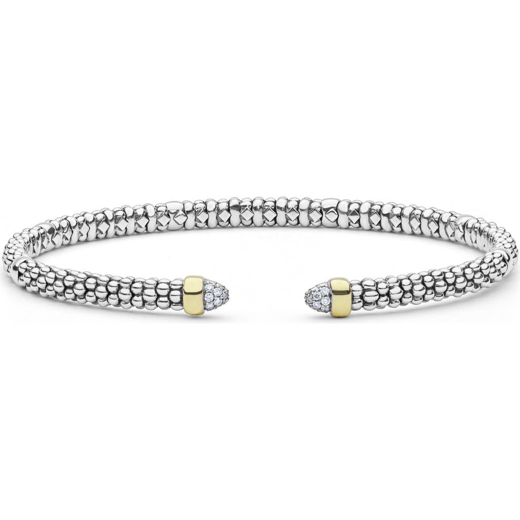 LAGOS LAGOS Signature Caviar Sterling Silver & 14k Gold Diamond Cuff