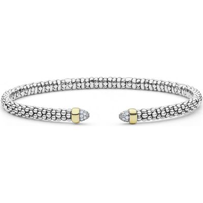LAGOS LAGOS Signature Caviar Sterling Silver & 14k Gold Diamond Cuff