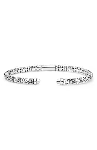 LAGOS LAGOS Signature Caviar Sterling Silver & 14k Gold Diamond Cuff Bracelet