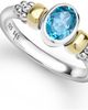LAGOS LAGOS Signature Caviar Sterling Silver & 14K Gold Swiss Blue Topaz Ring - 1