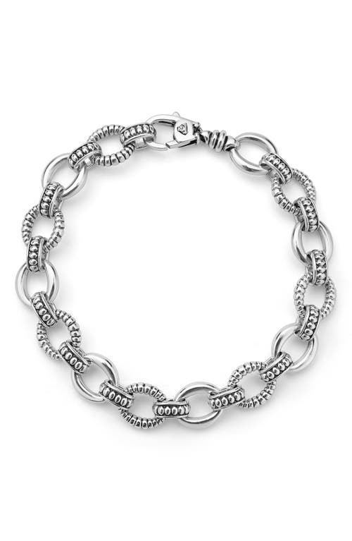 LAGOS LAGOS Signature Caviar Sterling Silver Fluted Oval Link Bracelet 