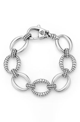 LAGOS LAGOS Signature Caviar Sterling Silver Oval Fluted Link Bracelet 