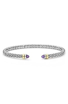 LAGOS LAGOS Signature Caviar Two-Tone Amethyst Mini Versa Torque Bracelet 