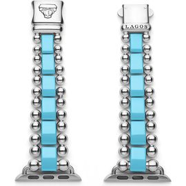 LAGOS LAGOS Smart Blue Caviar Ceramic & Stainless Steel 20mm Apple Watch® Watchband