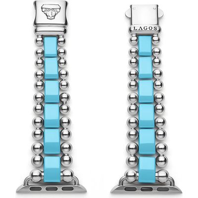 LAGOS LAGOS Smart Blue Caviar Ceramic & Stainless Steel 20mm Apple Watch® Watchband