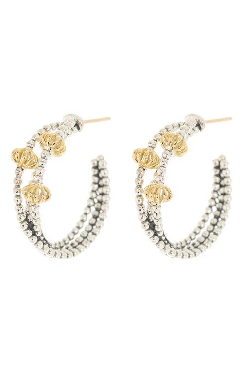 LAGOS LAGOS Sterling Silver & 18K Gold Signature Caviar Hoop Earrings