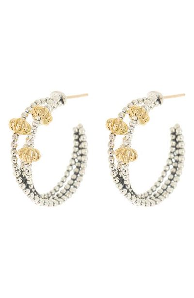 LAGOS LAGOS Sterling Silver & 18K Gold Signature Caviar Hoop Earrings