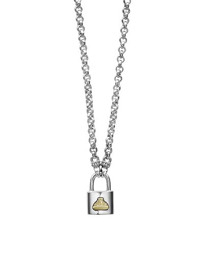 Lagos Lagos Sterling Silver & 18K Yellow Gold Beloved Lock Pendant Necklace, 18
