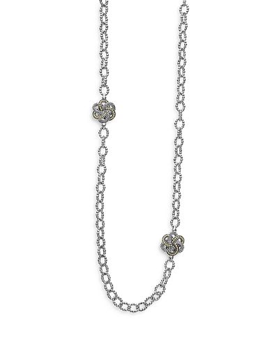 Lagos Lagos Sterling Silver & 18K Yellow Gold Love Knot Station Necklace, 32